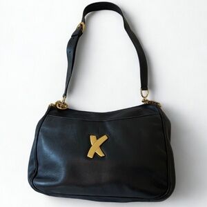 Paloma Picasso Black Leather Handbag Shoulder Bag